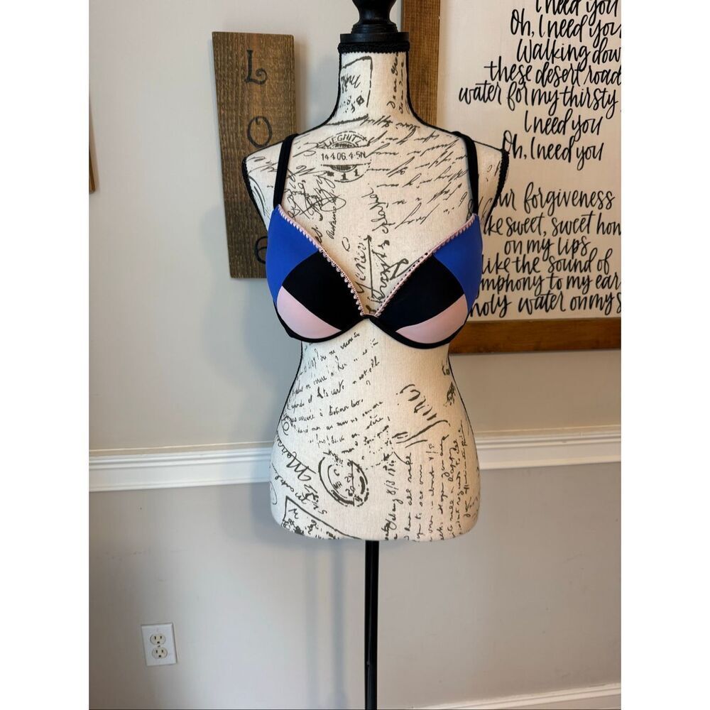 Shade & Shore Womens Colorblock Strappy Racerback Bikini Top Multicolor Size 38B